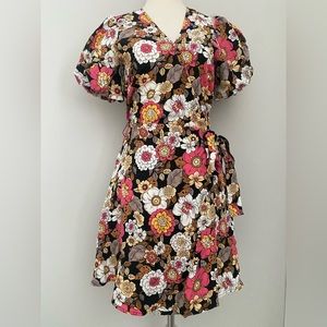 NWT Forever 21 Floral Print Puff-Sleeve Dress